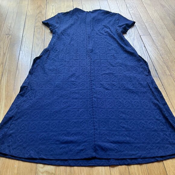 J.McLaughlin Size XS Blue Knot Print Jacquard Short Sleeve Swing Dress - Picture 11 of 13
